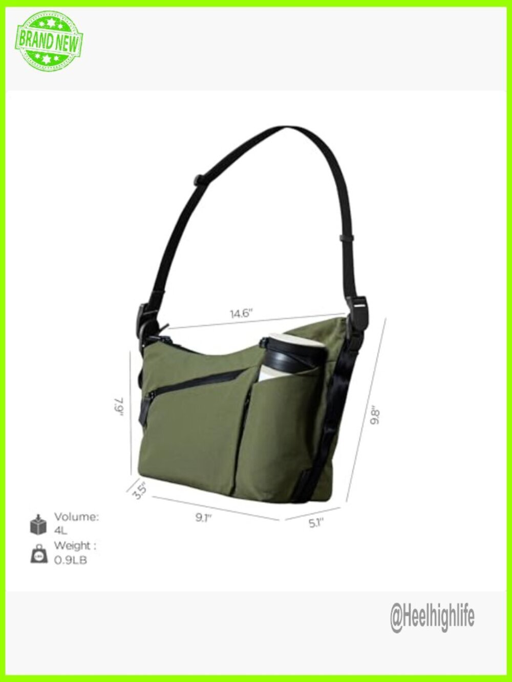 4L Weatherproof Crossbody Satchel with Expandable Bottle Pocket & Key Tether - Picture 4 of 7